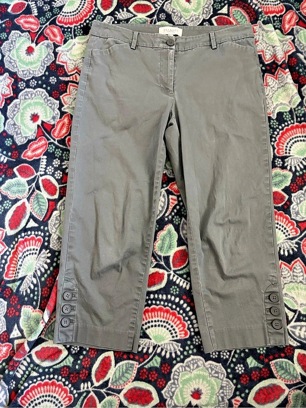 Talbots Chatham Ankle Pants - Button Hem Gray Size 6P